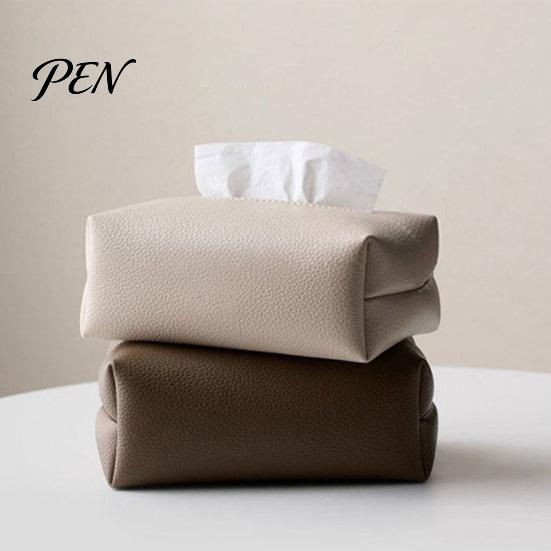 Sturdy Leather Paper Box PU Tissue Box, Multi-Purpose Desktop Organizer, Durable Dining Room Dispenser Compact Foldable Napkin Dispenser, for Desk And