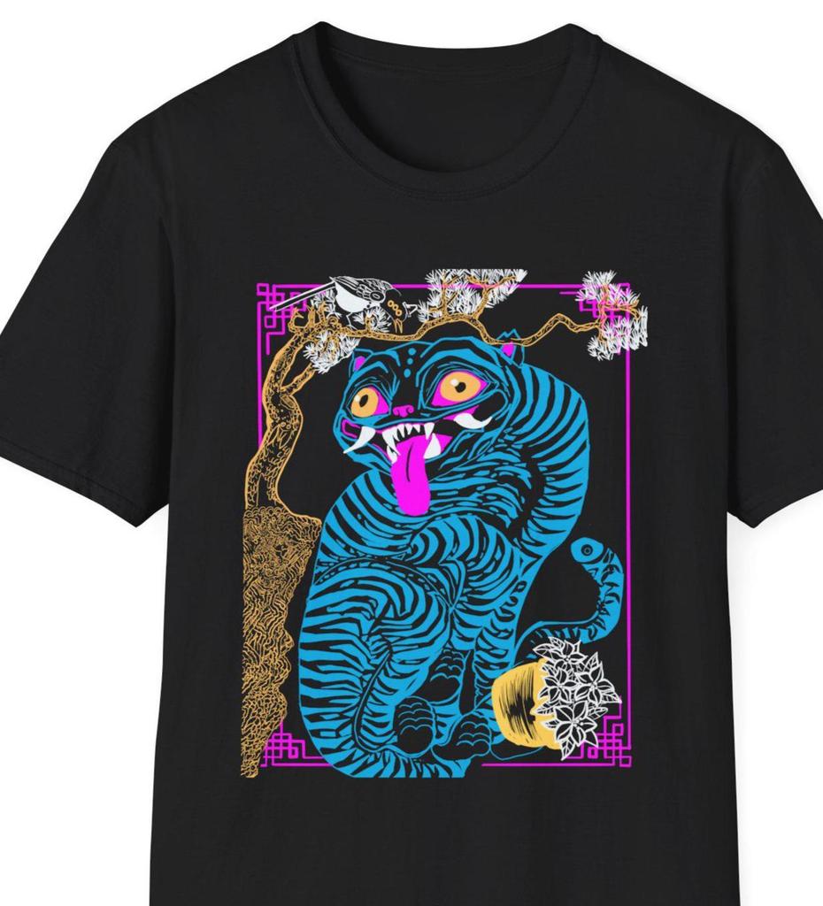KPop Demon Hunters Derpy Tiger Merch T Shirts Fashion Vintage Gothic T-shirts Tops Men's Women Clothing Cotton Oversized T Shirt