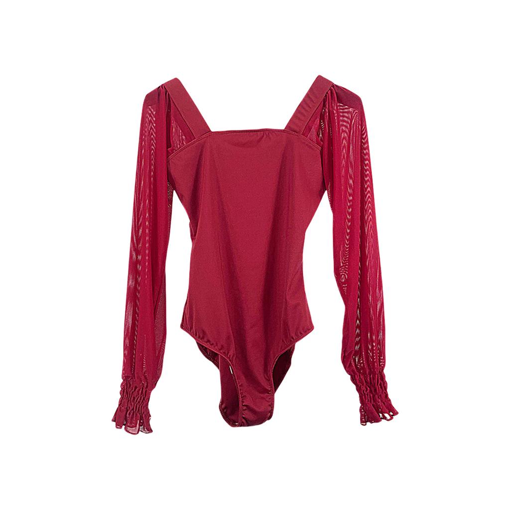 Maillot de Ballet de Manga Larga Body de Gimnasia Elástico Ropa de Baile para Mujeres Adultas Maillots de Bailarina