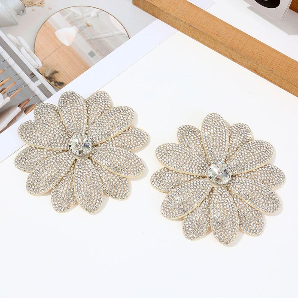 Clothing Embellishment Rhinestone Flower Patches Sew-On Applique for Dress Decoration