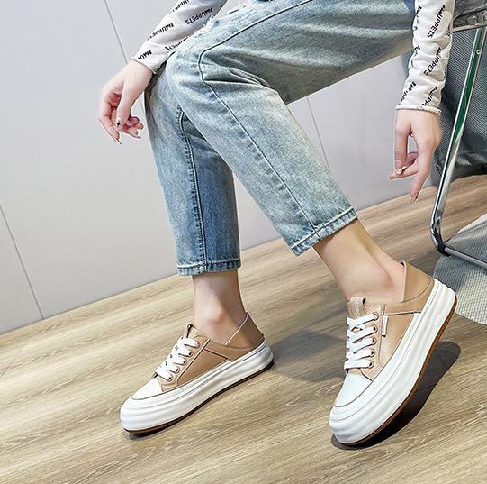 Fashion 4CM Genuine Leather Spell Color Fashion Casual Sneakers 2025 Popular Comfortable Flat Thick Sole Women Sneakers Trend Shoes