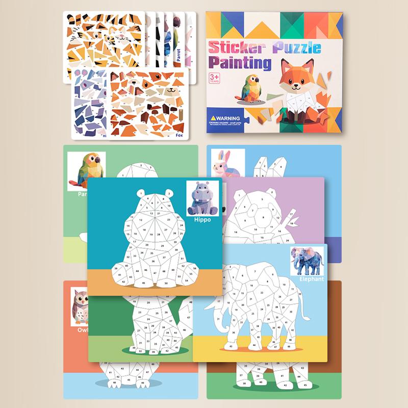 Children's Stickers Puzzle Drawings Montessori Animal Traffic Shape Matching Fine Motor Training Puzzle Board Educational Toys