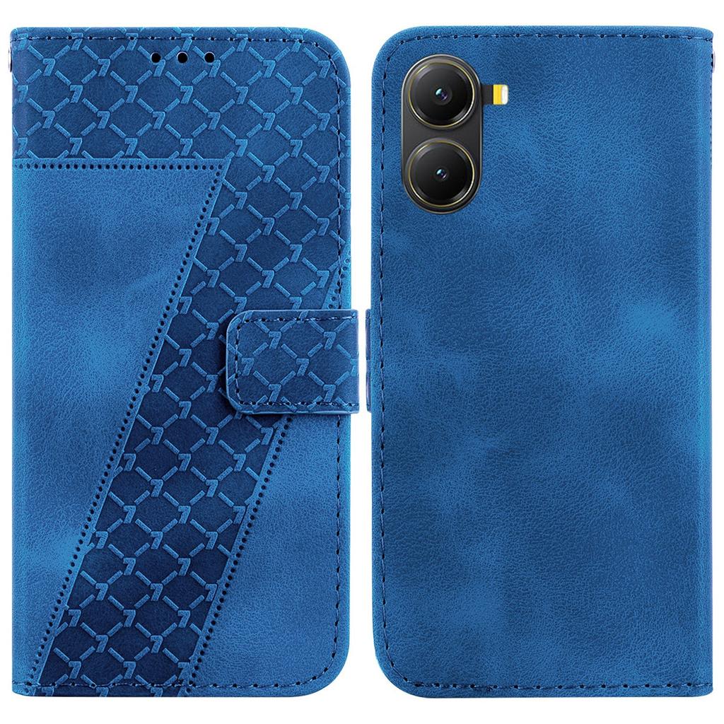 For Xiaomi Poco X7 Pro 5G/Redmi Turbo 4 5G Stand Case 7-Shaped Pattern Imprint Leather Phone Cover