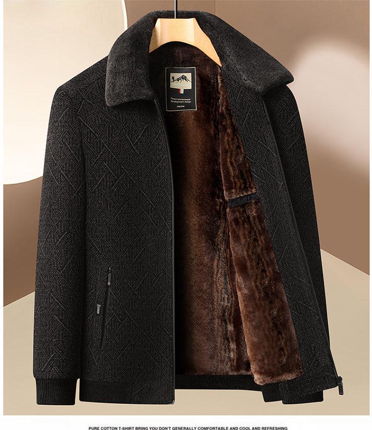 Men's Winter Fleece-Lined Corduroy Jacket with Shearling Collar - Warm Casual Coat for Middle-Aged and Older Men