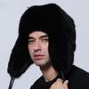 Luxury Men Hat Winter Warm Thick Bomber Fluffy Natural Fox Fur Trapper Ear Hats
