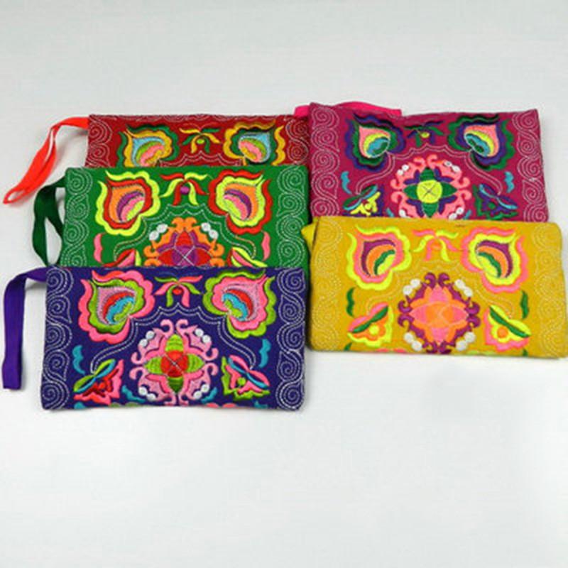 Women Ethnic Handmade Embroidered Wristlet Clutch Bag Vintage Purse Wallet With Elegant Detailing