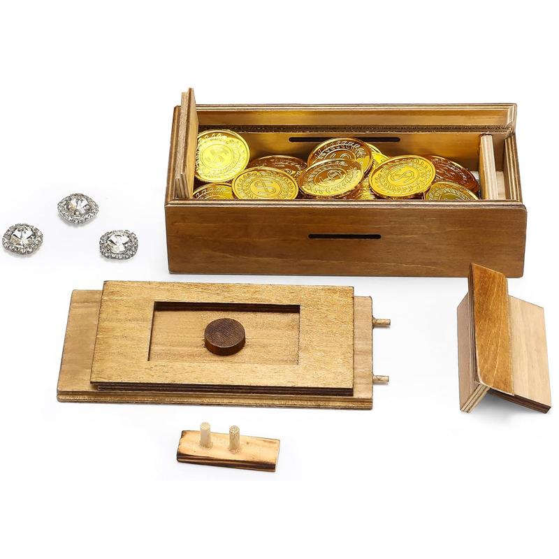 2Pcs Wooden Secret Puzzle Box With Hidden Compartment For Money Jewelry Creative Cash Christmas Gift Ideas For Kids And Adults
