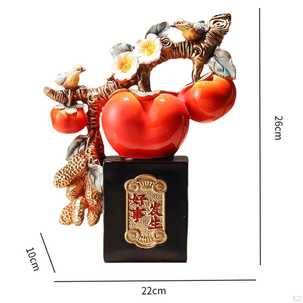 Harzfigur Kaki Statue Kunstwerk Fruchtskulptur Ornament für Flur Wohnzimmer Bücherregal