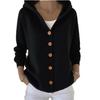 Autumn Winter Knitted Hooded Sweater Cardigan Button Casual Fashion Solid Color Women Wear