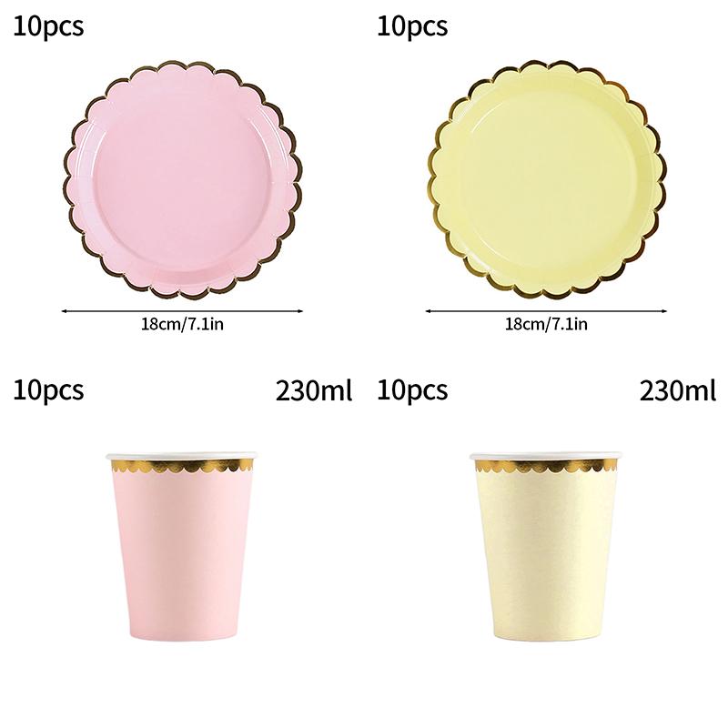 10Pcs/Set Disposable Birthday Tableware Cup Paper Plate Straws Birthday Party Wedding Decoration Kids Baby Shower Party Supplies