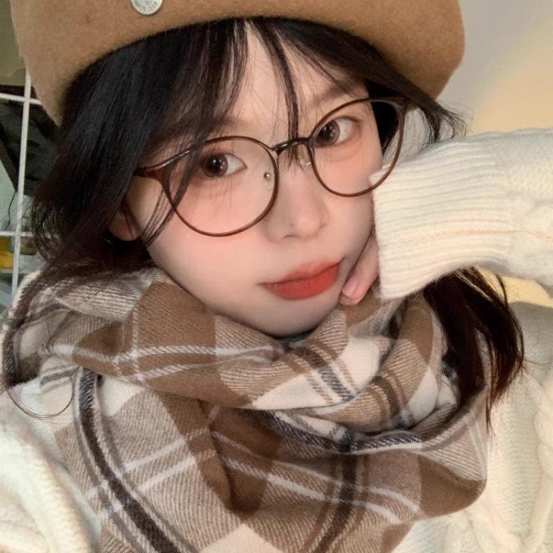 Cute Couple High-End Plaid Scarf Women's Winter Korean Style Versatile Student Thickened Warm Neck Warmer