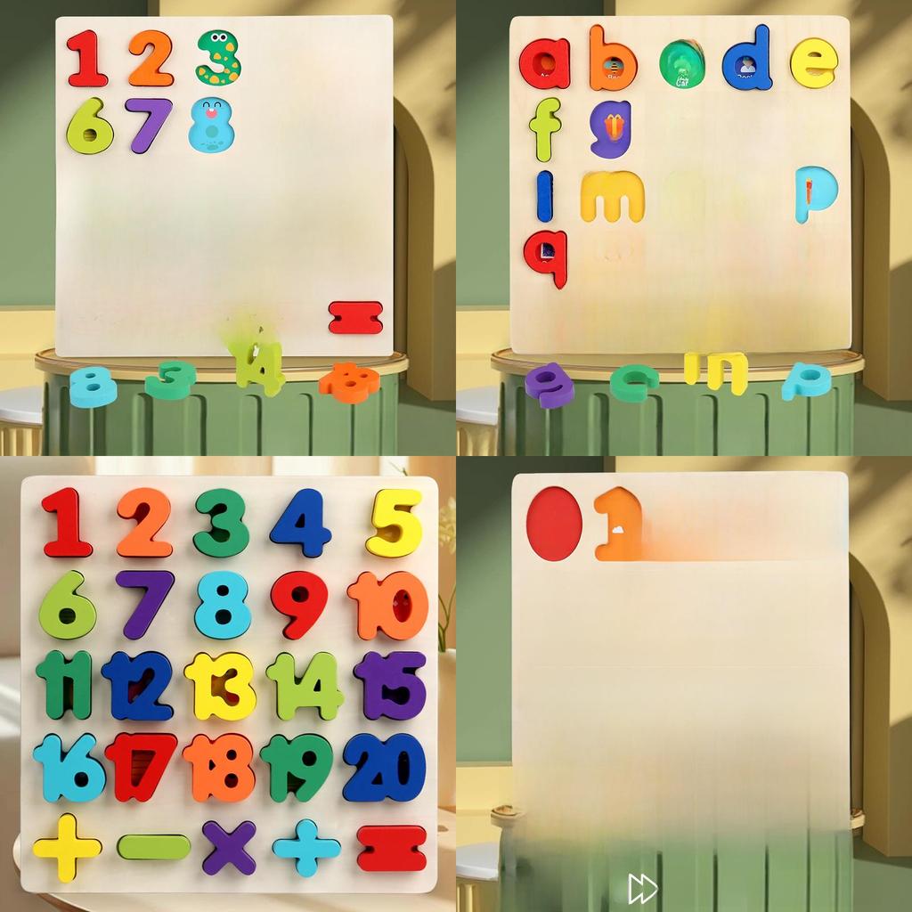 Wooden Alphabet Puzzle Blocks For Kids Educational Toy With Diy Shape Matching For Early Learning