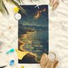 Stunning Nighttime Crescent Moon Starry Sky Towel, Large Durable Stylish for Beach Pool