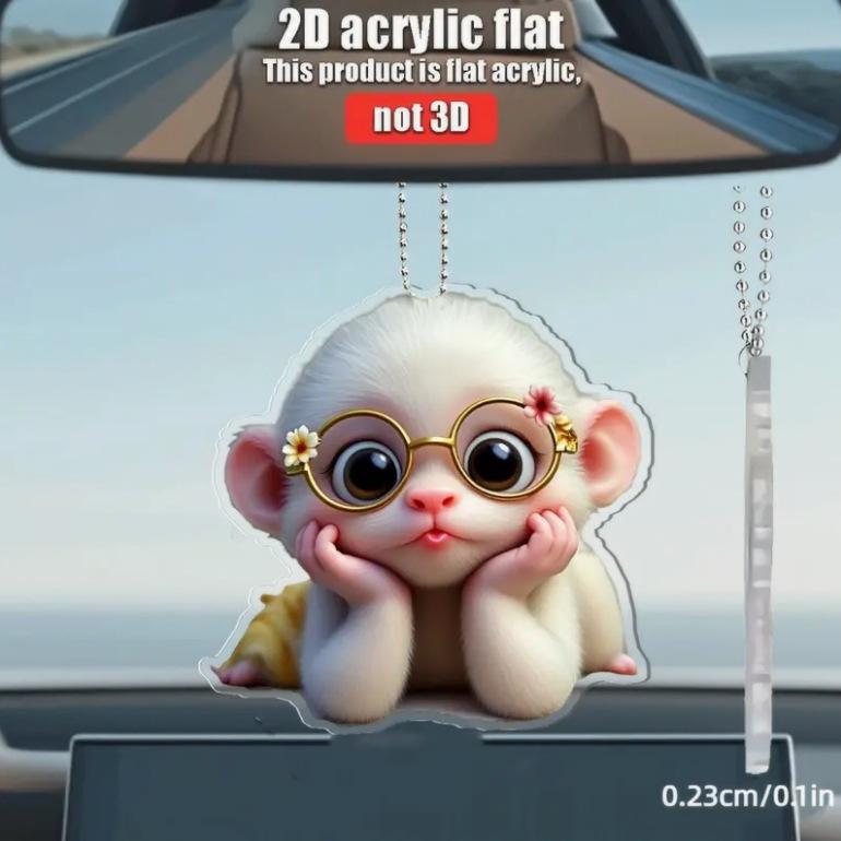 2D Acrylic Pendant Hanging Ornament with Lanyard Easy To Hang Cartoon Monkey