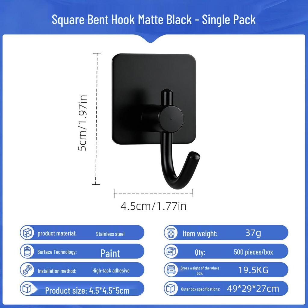 Punch-Free Strong Adhesive 304 Stainless Steel Wall Hook