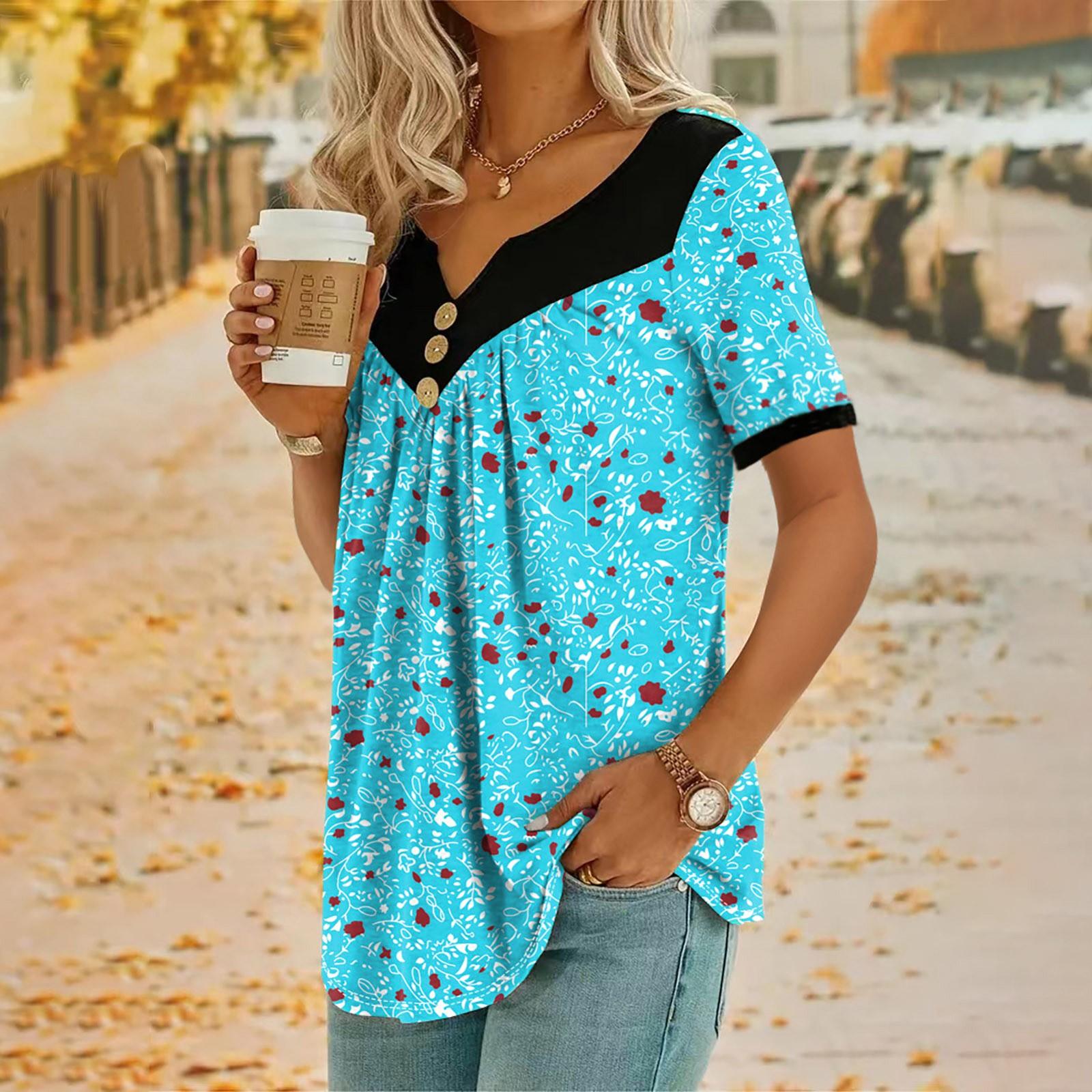 

Женский модный дизайн, небольшой цветочный лоскутный топ на пуговицах, повседневный топ с короткими рукавами XXXL