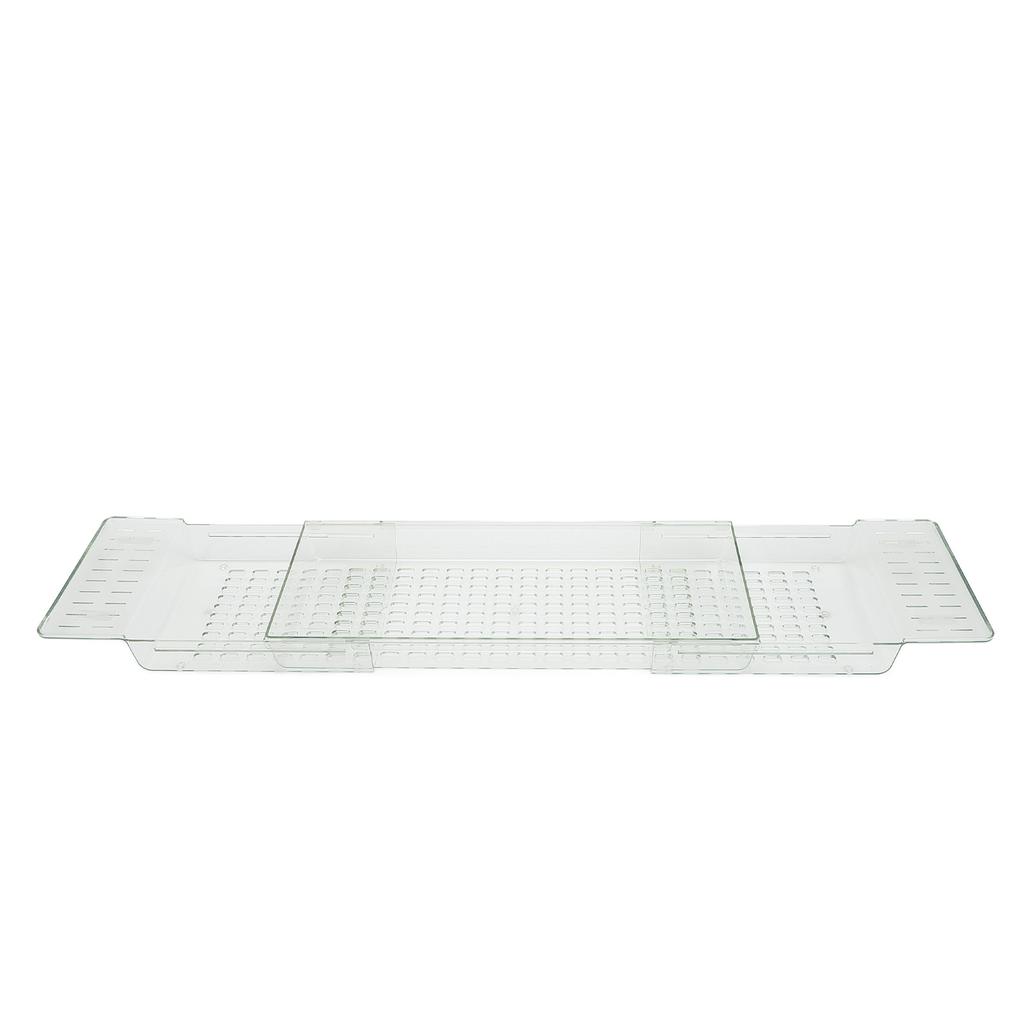 Clear Expandable Bathtub Tray PET   Water Resistant Bath Tub Tray Table for Bathroom