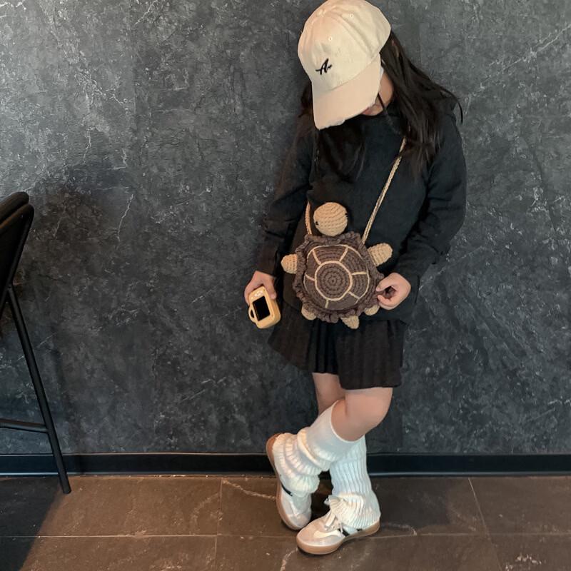 Cartoon-Schildkröte Gestrickte Kinder Umhängetasche