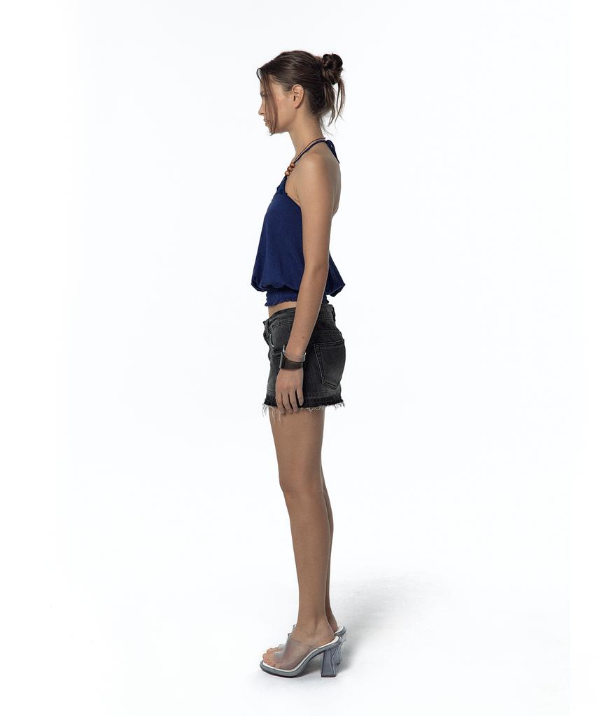 Kasiko Split Pocket Denim Skirt Black