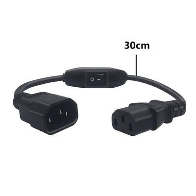 For Computer Monitors C14 To C13 Power Cord 30cm Length 30cm Power Extension Cable Energy Efficient Flame Retardant