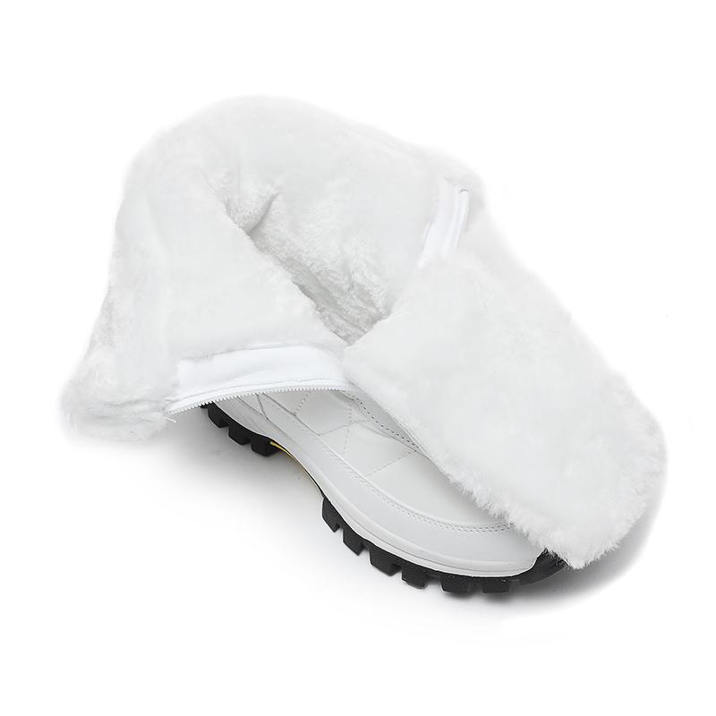 Damen Winter Lederstiefel Damen Winterschuhe Warm halten Rutschfest Schwarz Schneestiefel Damen Schnürstiefel Weiße Stiefel