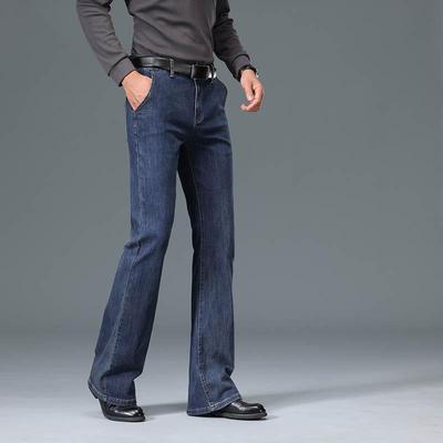 Men's Mid-Rise Stretch Flared Jeans, Cassic Design Flared Jeans Men's Blue Jeans