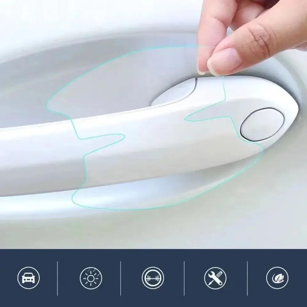 8 ks TPU samolepka na dveře auta, proti poškrábání, průhledná ochranná samolepka na kliku dveří, povrchová fólie, autodoplňky