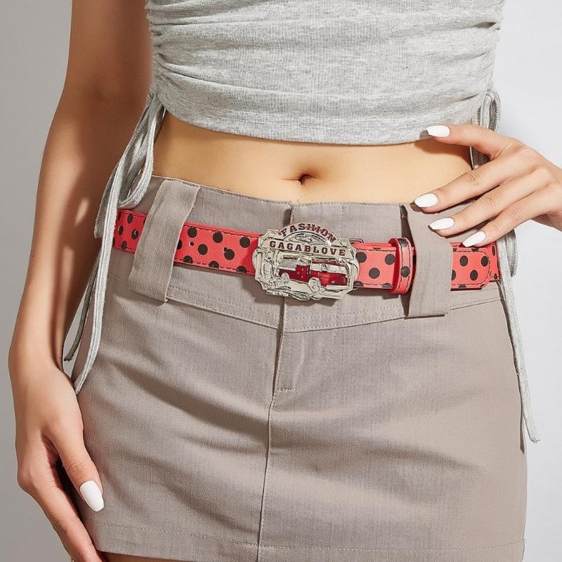 All Matching Dotted Print PU Leather Waist Belt Fashion Skinny Waistband Dress Belt Elegant Pants Belt Waist Decors