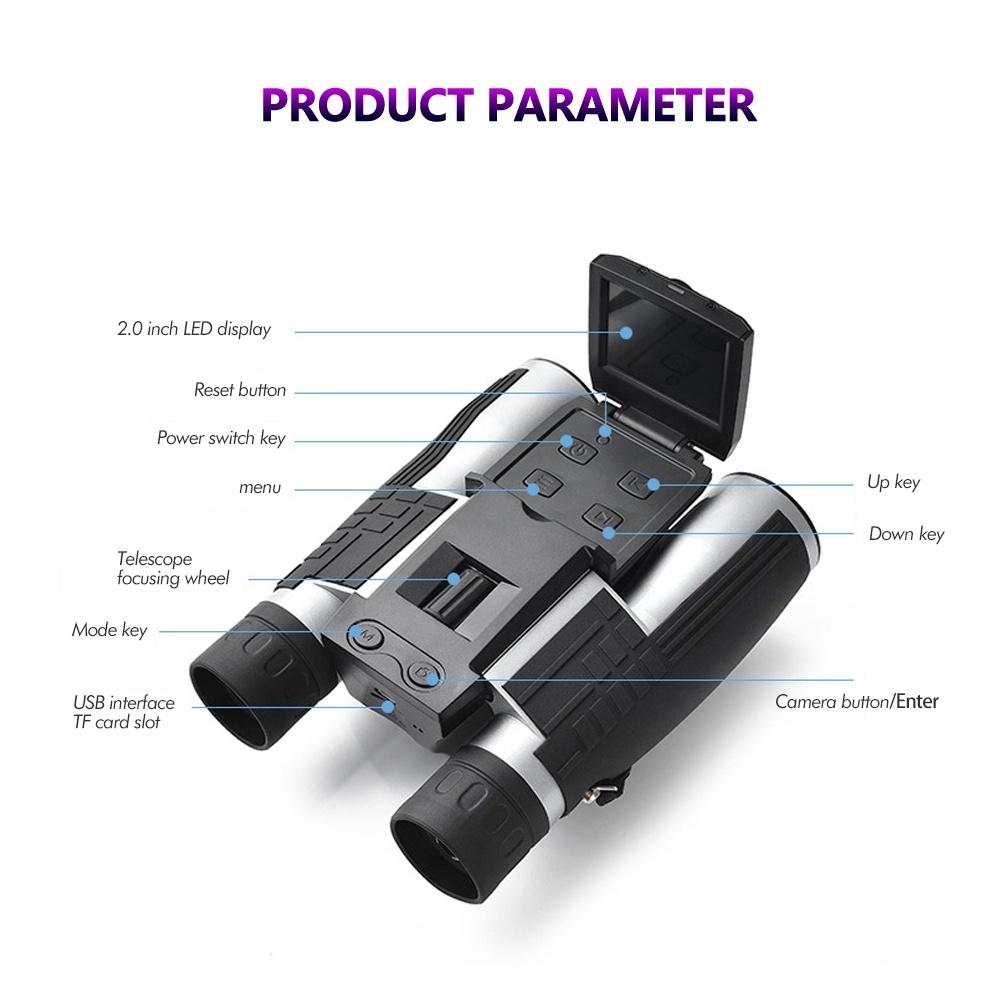 Digital Camera Binoculars 8x Zoom 2.5k 40mp With 2.0 "lcd Screen Video Recording Telescope For Outdoor Camping