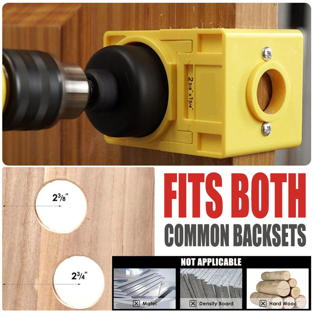 Adjustable Door Lock Installation Kit Plastic Guide Template With Carbon Steel Door Lock Hole Saw For 35-43mm Door Thick