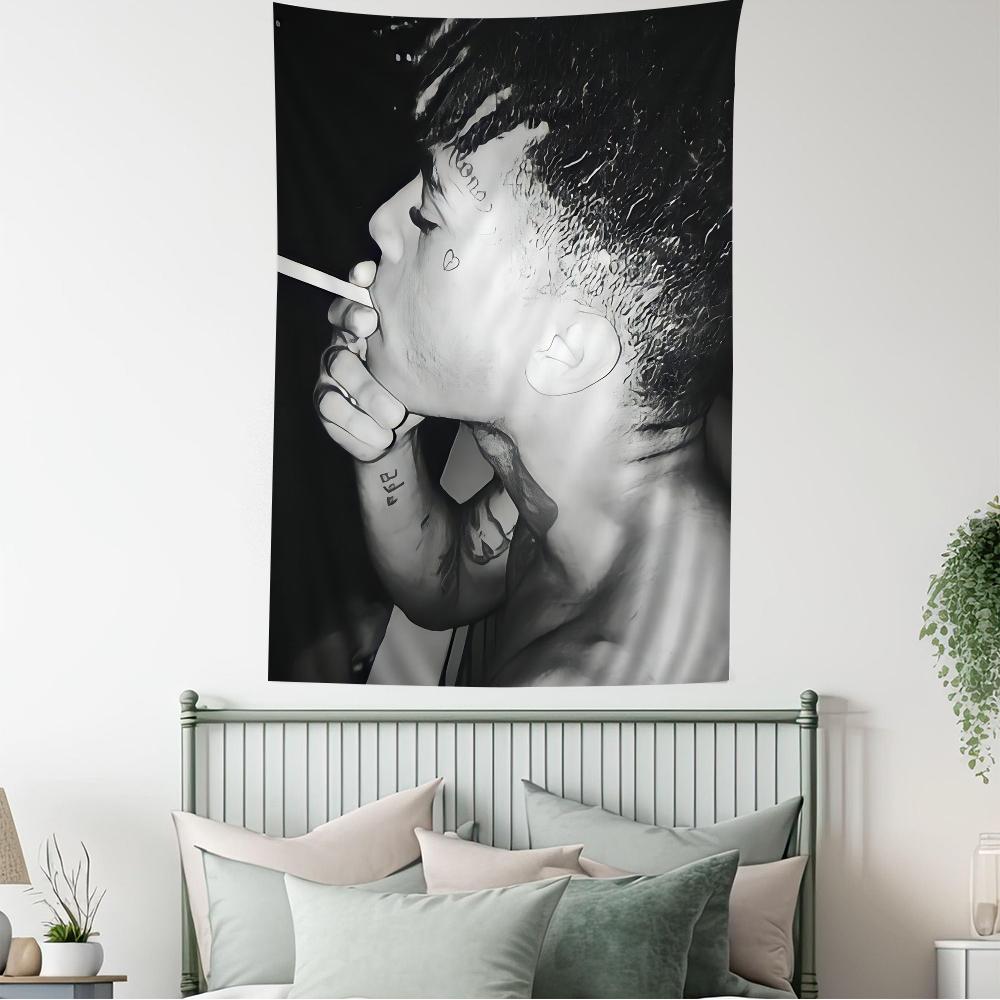 Arazzo Hip Hop XXXTentacion Anime Caratteristiche artista vibes anime funziona come tappeto da parete ideale per decorazione dormitorio appeso a parete