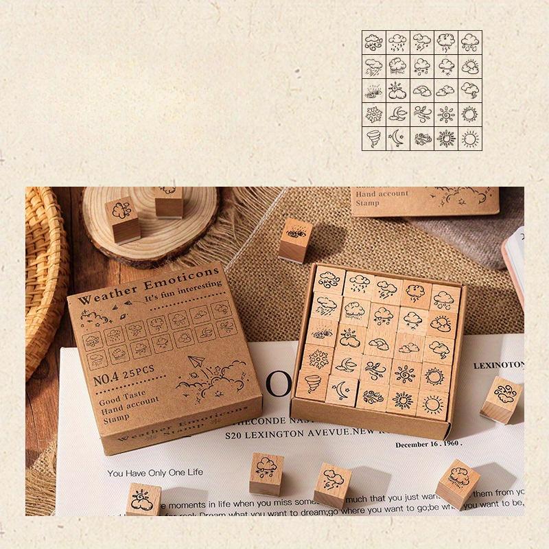 25 Pcs/set Retro Plants Leaf Flower Set Seal Plant Vase Handbook DIY Photo Album Diary Collage Decorative Card Making Stamp as the picture