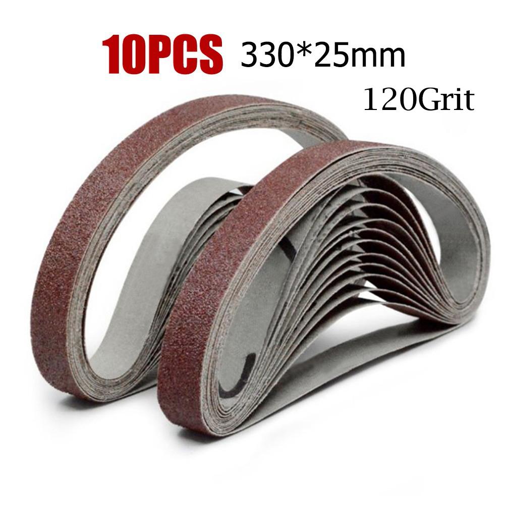 10 PCS Abrasive Sanding Belts 330*25mm Sander Belt Sander Attachment Grinder Polisher Power Tool Accessory Wood Metal Polishing