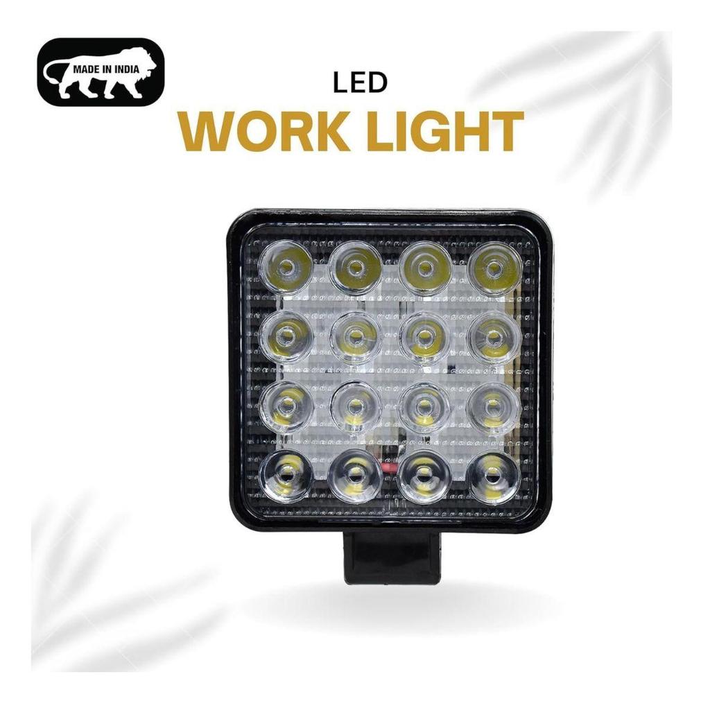 LED Off-Road Lights Square 16-LED Work Lights | 5-in-1 Function | IP67 Waterproof | 12V Aluminium Headlights 2-Pack