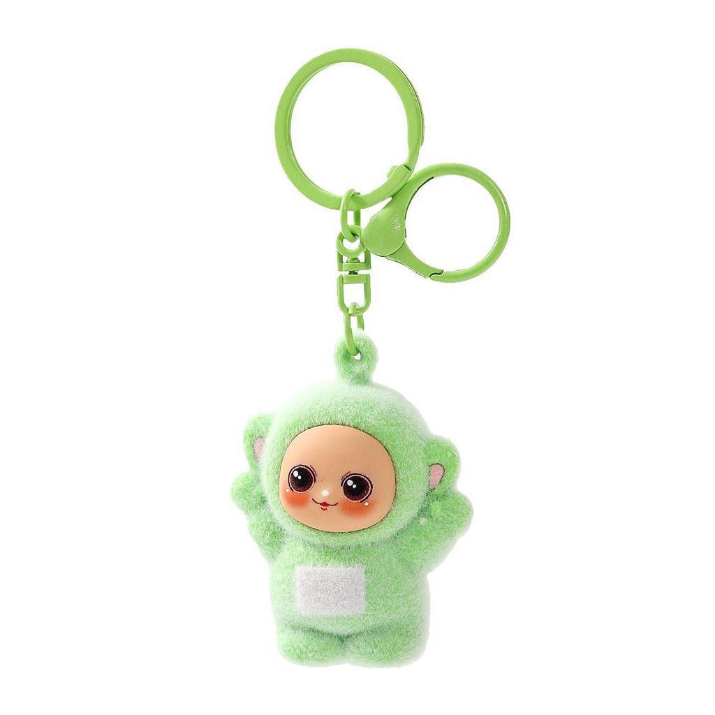 Flocking Baby Cartoon Antenna Keychain DIY Pendant Gift with Book Packaging