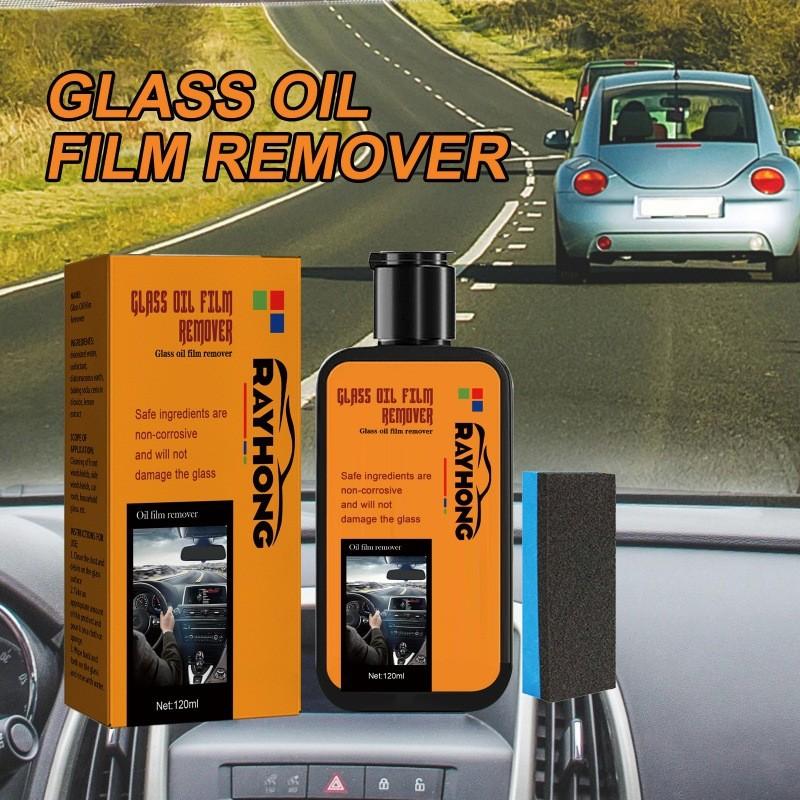 Rayhong Glass Oil Film Remover With Powerful Cleaning Agents For Auto Windshields 120ml Sponge Included