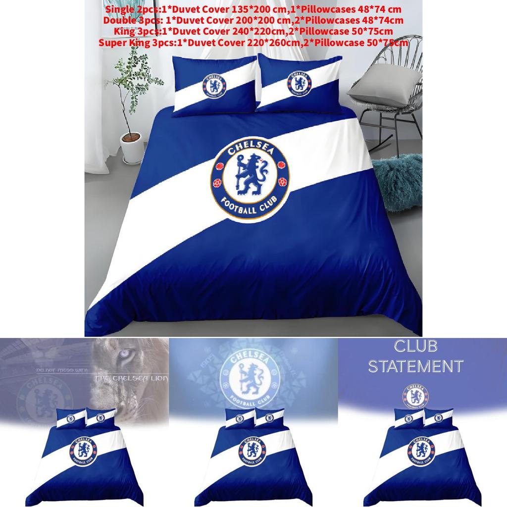 Chelsea Football Fan Gift Duvet Cover Set With Soft Polyester For Double Bed Bedroom Decor