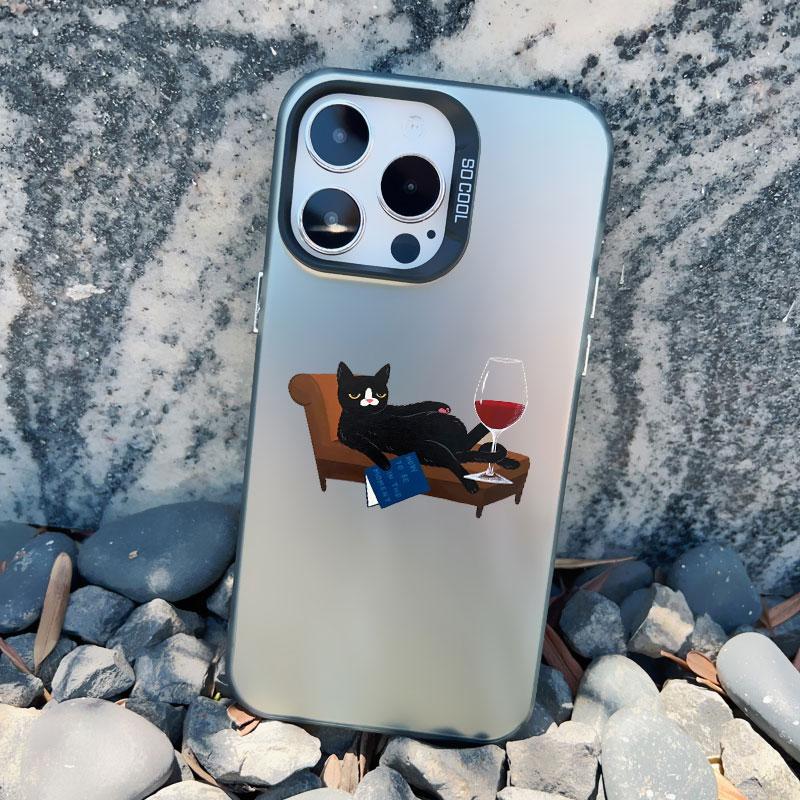

Dark Funny Cartoon Cat Have Fun Phone Case For iPhone 14 13 Pro Max 13 Mini 16 12 11 15 Pro Max 14 15 Plus Animal Laser Cover iphone 13Mini