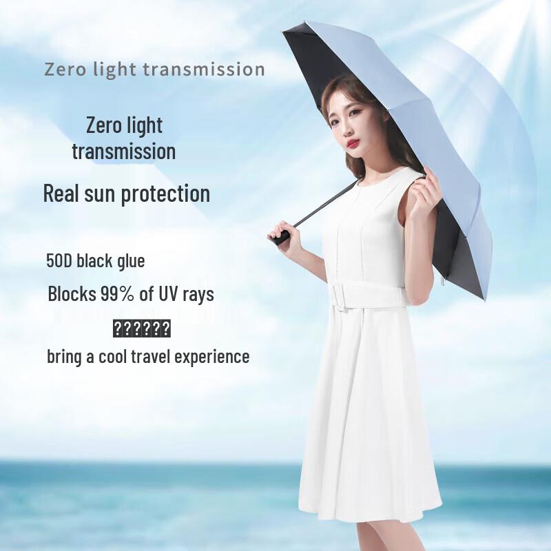 YUHANG Portable Manual Black Coated Folding Umbrella