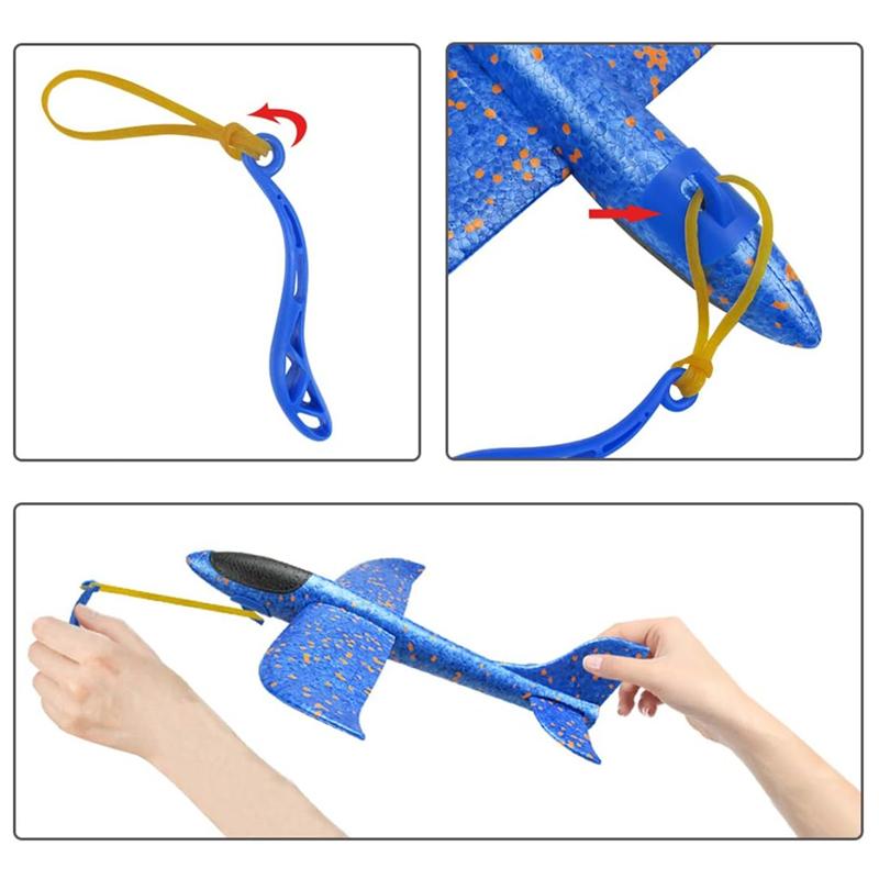 Rubber Band Launch Foam Airplanes 13.5" Throwing Plane Glider Outdoor Catapult Slings Plane Toy Flying Gifts for Kids