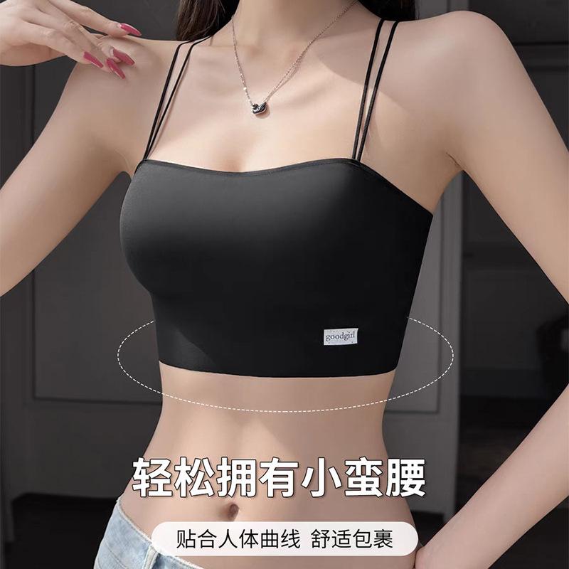 Summer ice silk beautiful back underwear women gather tube top anti-light suspender seamless bra cover thin inner vest women