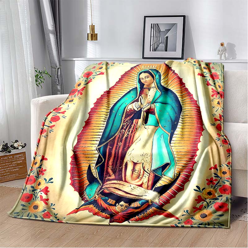 1 PC 3D printed flannel blanket (Our Lady of Guadalupe pattern) home blanket birthday gift. Customizable.