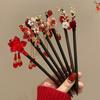 Red Hanfu Hairpin Tassel Wooden Hair Stick Classical   Hanfu Accessories