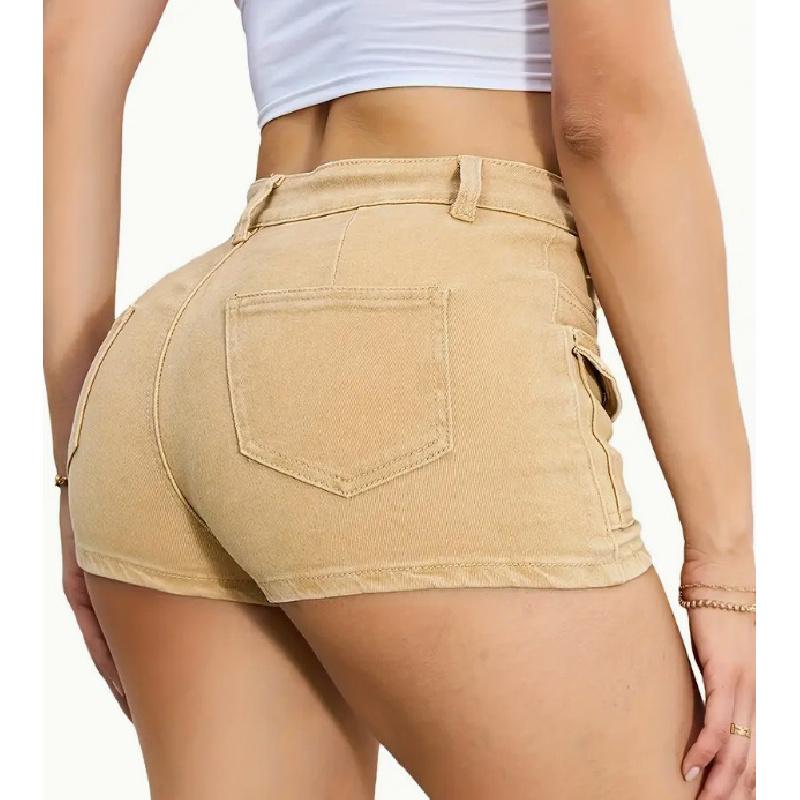2026 Summer New Women's Denim Stretch Shorts with Multiple Pockets Casual Denim Shorts