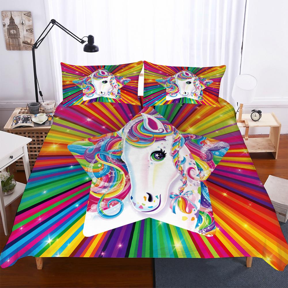 Bedclothes  Unicorns Beding Bed Set Microfiber Fabric Gray Duvet Sets Kids Size Rose Unicorn Bedding Sets Doudou Cover Bed