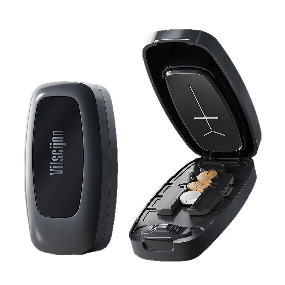 Drug Tablet Pill Divider Storage Box Dustproof Crusher Divider for Small or Large Pills