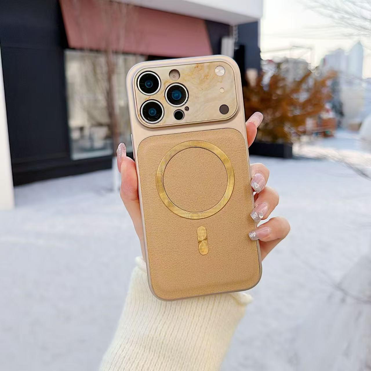 

iPhone 17 Pro Max Magnetic Snow Mountain Texture Hard Protective Case iPhone 16 хаки