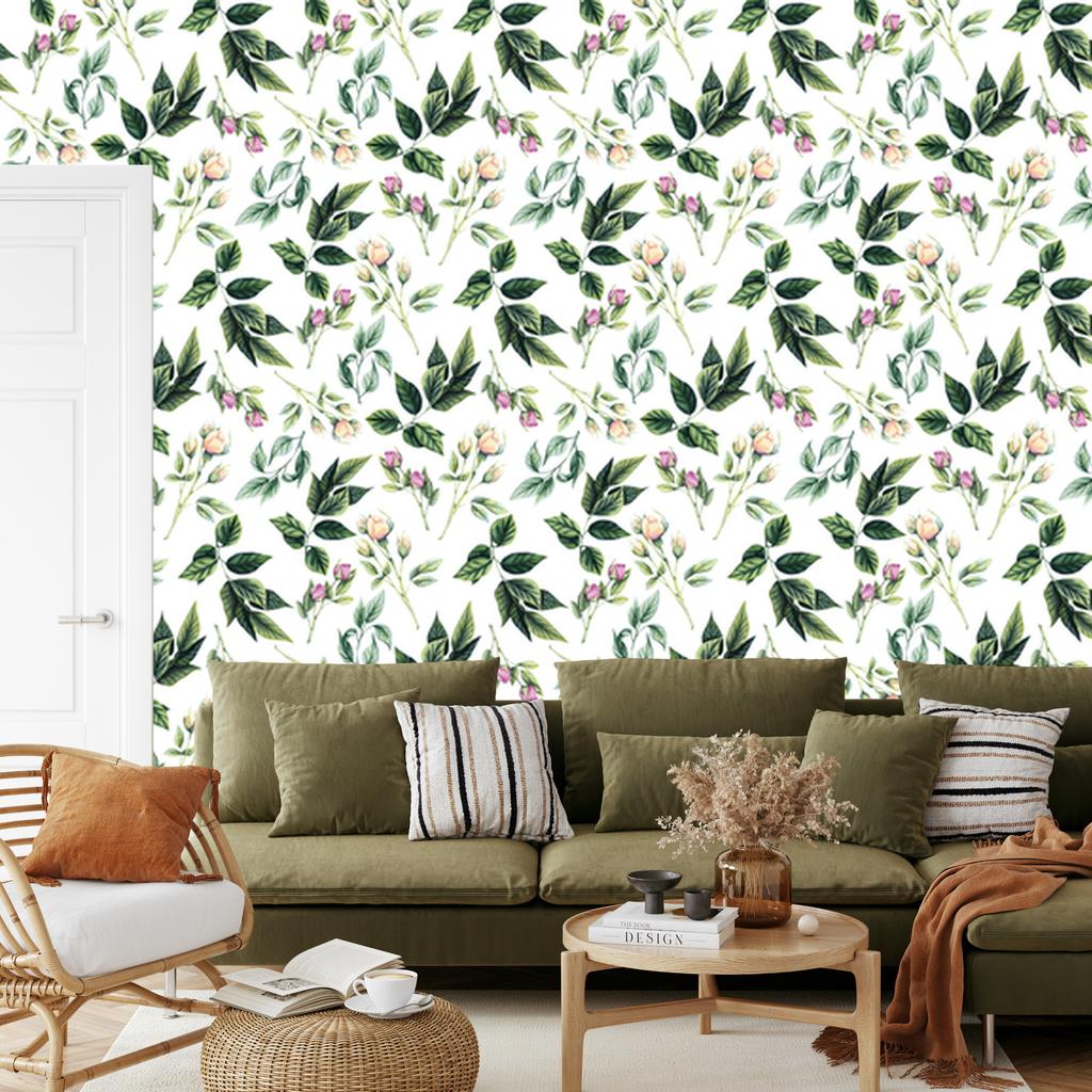 Branches with roses wallpaper for living room and bedroom 50x1000