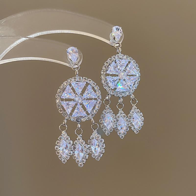 Bohemian water droplets crystal rice beads fringed ear hooks retro ethnic style earrings fashion vacation style earrings