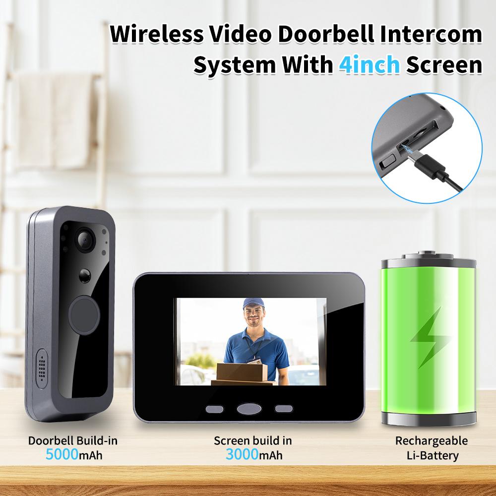 2.4GHz Wireless Video Intercom Doorbell Camera Smart High-definition Visual Monitoring Two-Way Intercom Door Bell